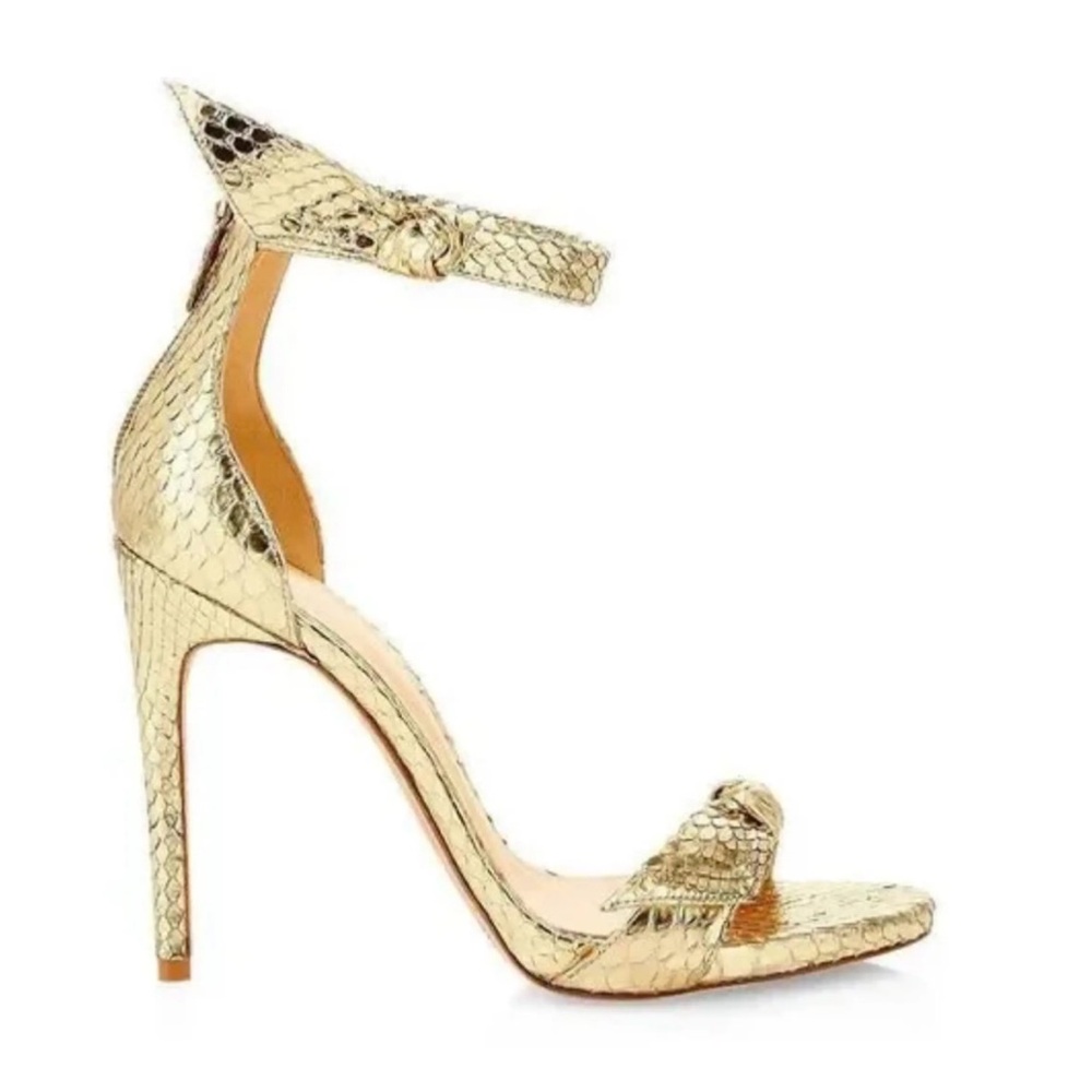 Alexandre Birman Gold Snakeskin Ankle-Strap Stiletto Sandals